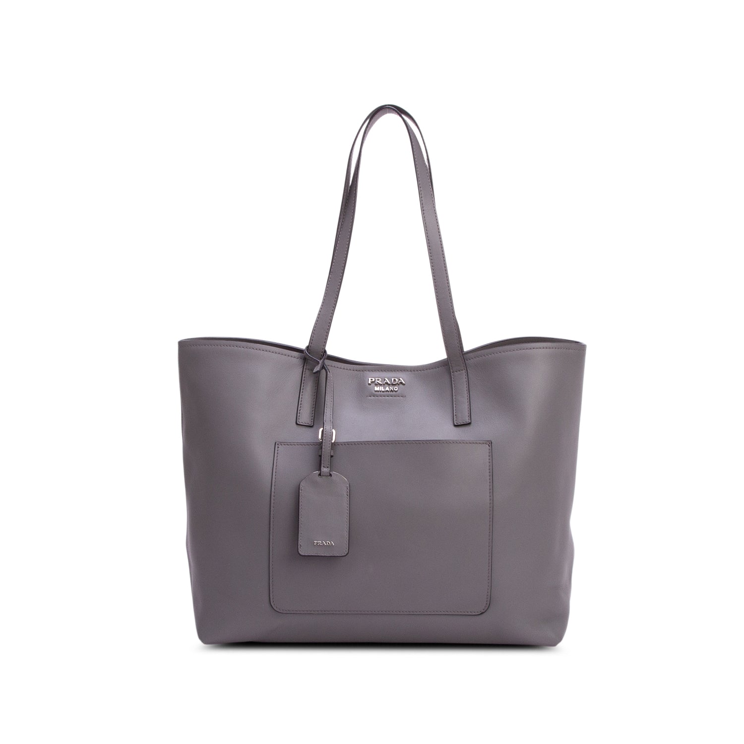 Prada Grey City Calf Tote w/ Strap
