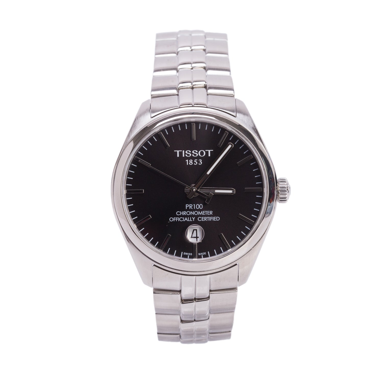 Tissot Stainless Steel PR100 39 MM Automatic Watch Black Dial w/ Box