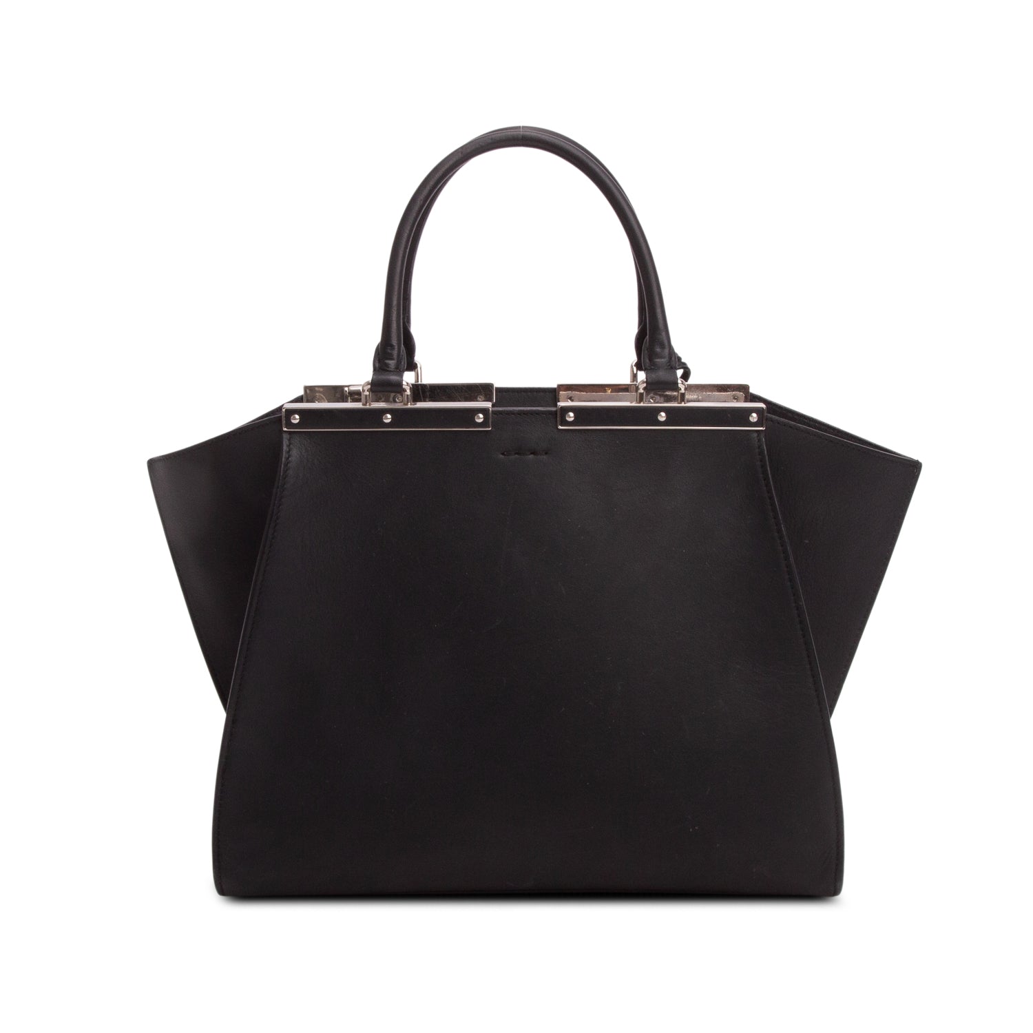 Fendi Black Vitello Leather Ponyhair 3Jours Petite Tote
