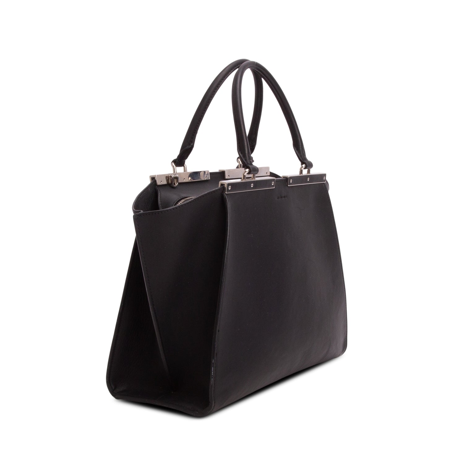 Fendi Black Vitello Leather Ponyhair 3Jours Petite Tote
