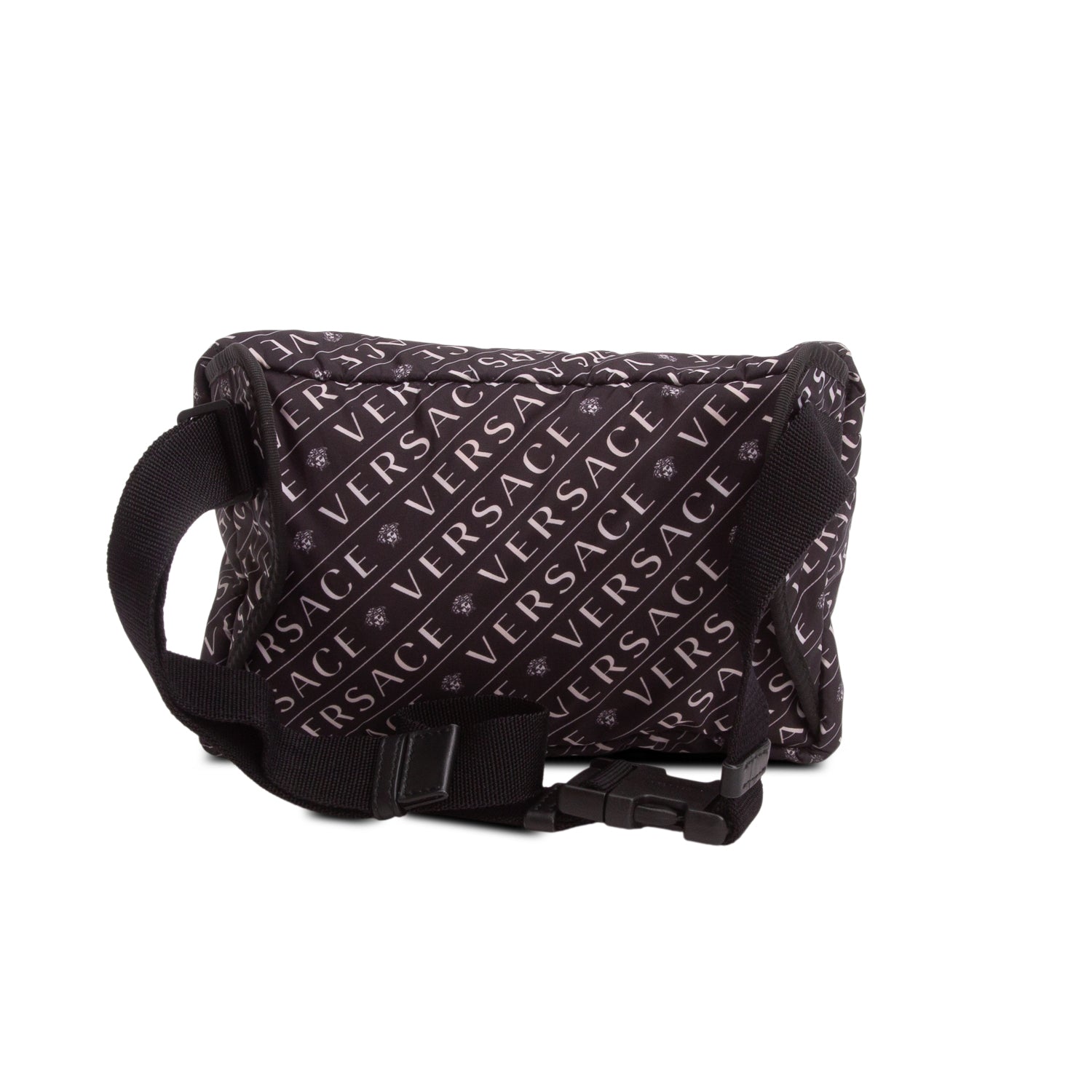 Versace Black Nylon Logo Print Belt Bag
