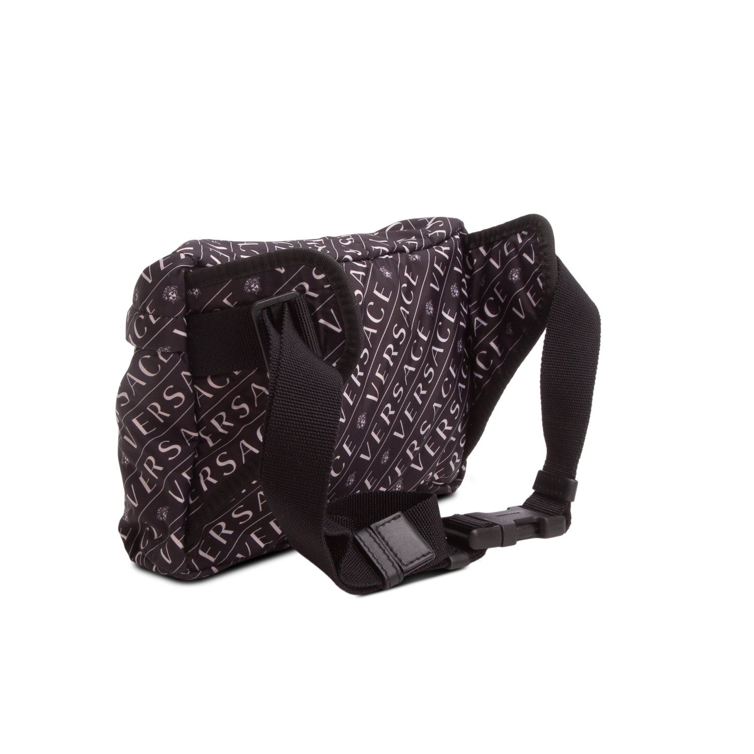 Versace Black Nylon Logo Print Belt Bag