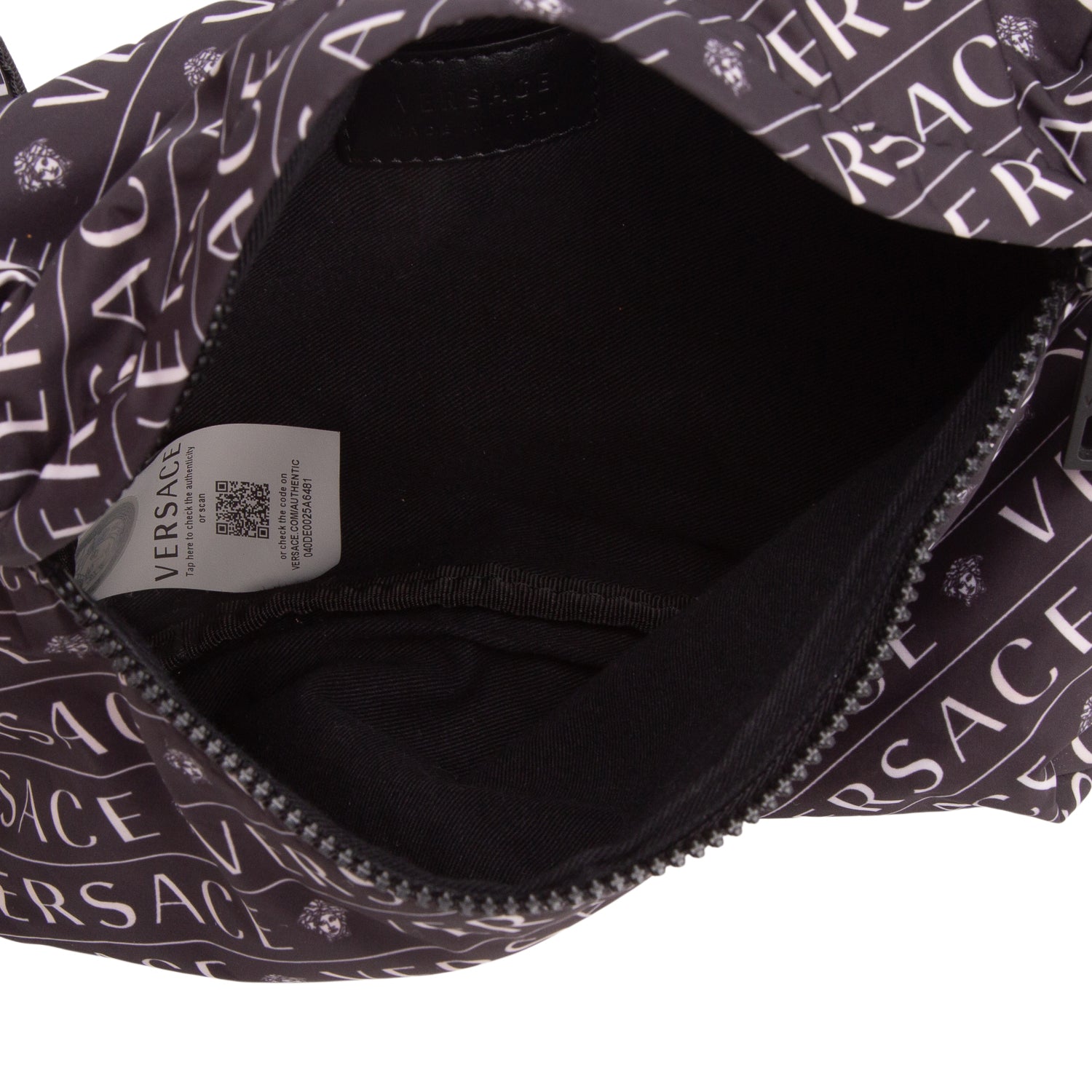 Versace Black Nylon Logo Print Belt Bag