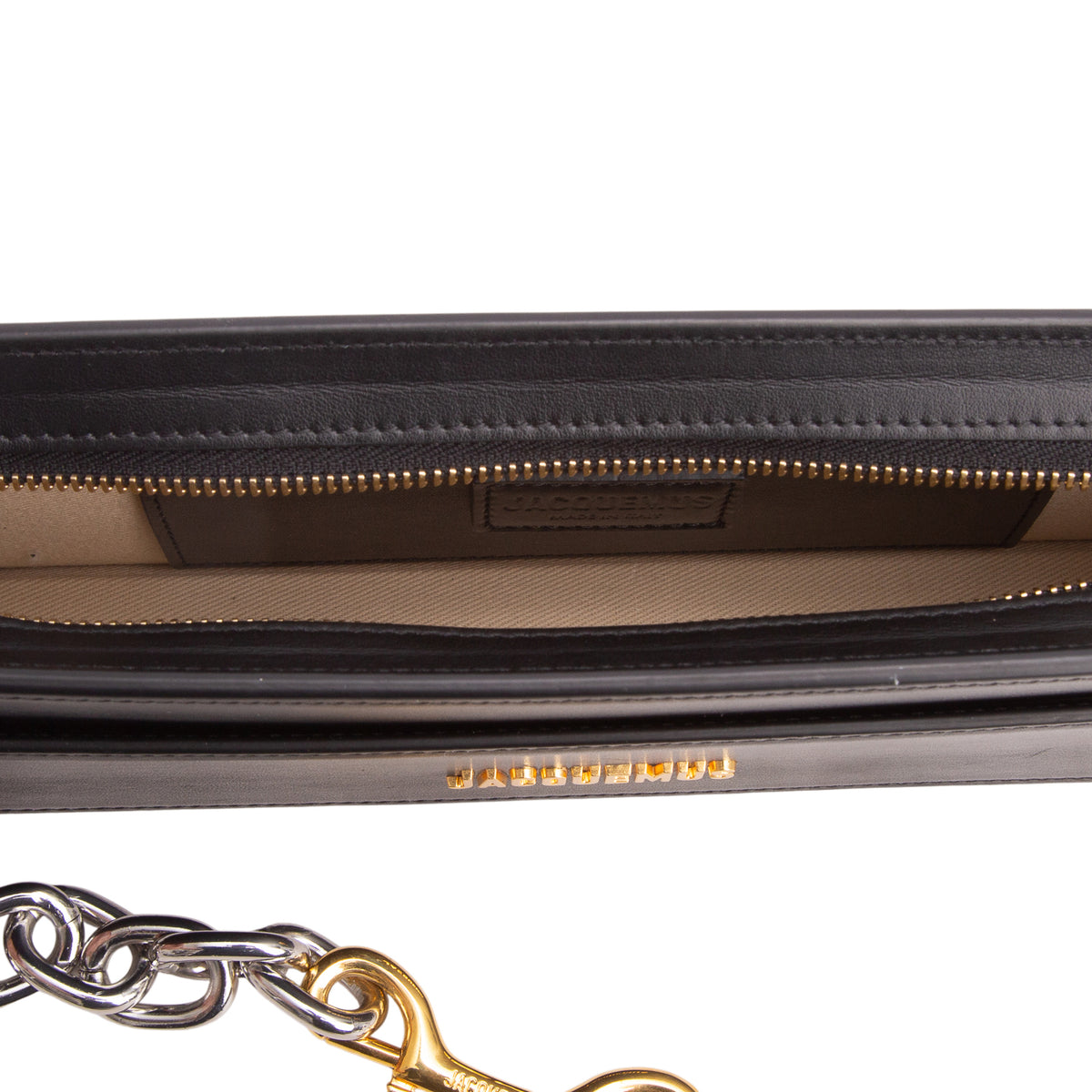 Jacquemus Black Leather Le Sac Ciuciu Chain Shoulder Bag w/ Straps