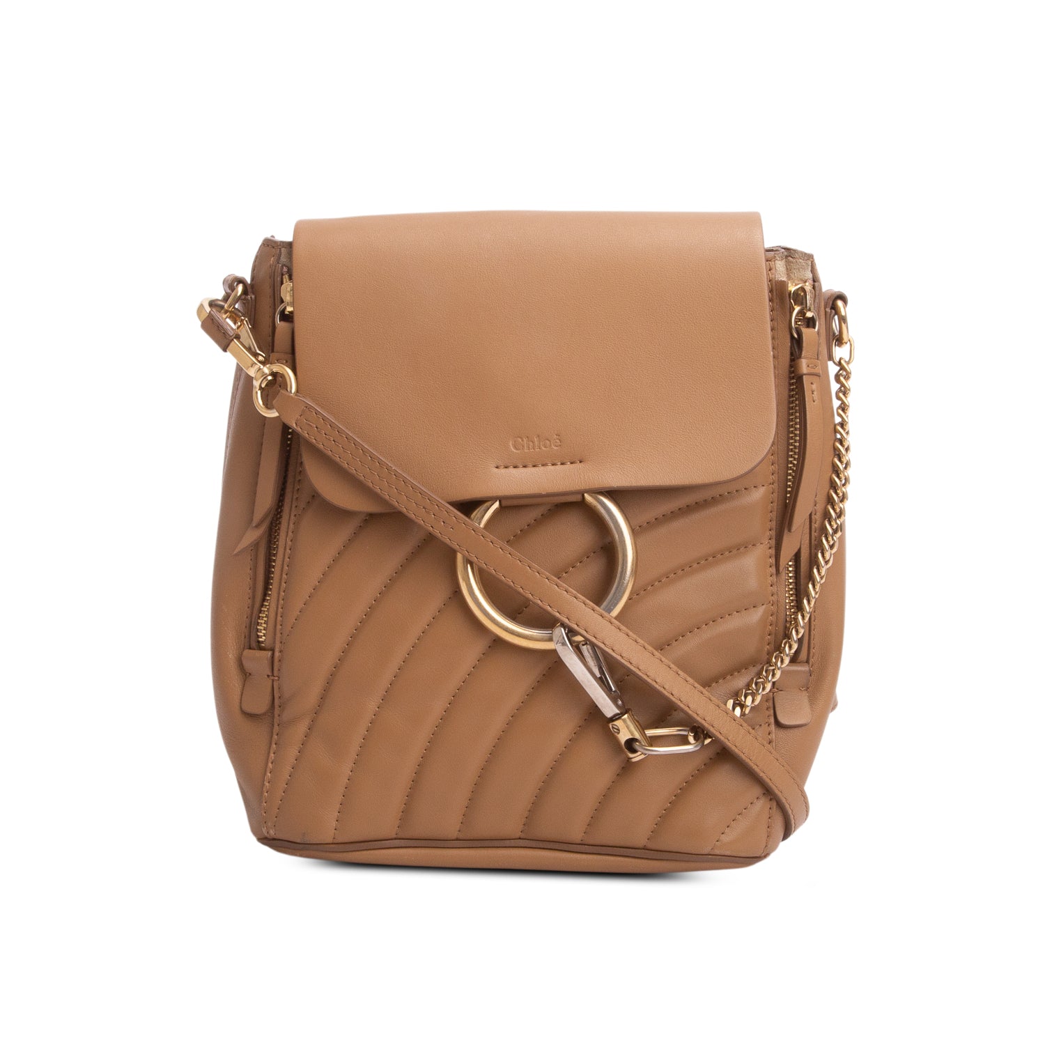 Chloe Brown Calfskin Quilted Mini Faye Backpack – OLIVER'S