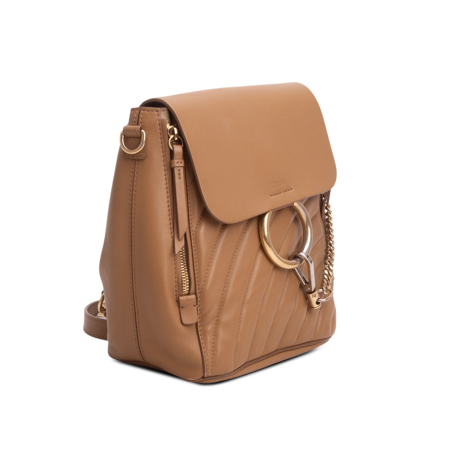Chloe Brown Calfskin Quilted Mini Faye Backpack