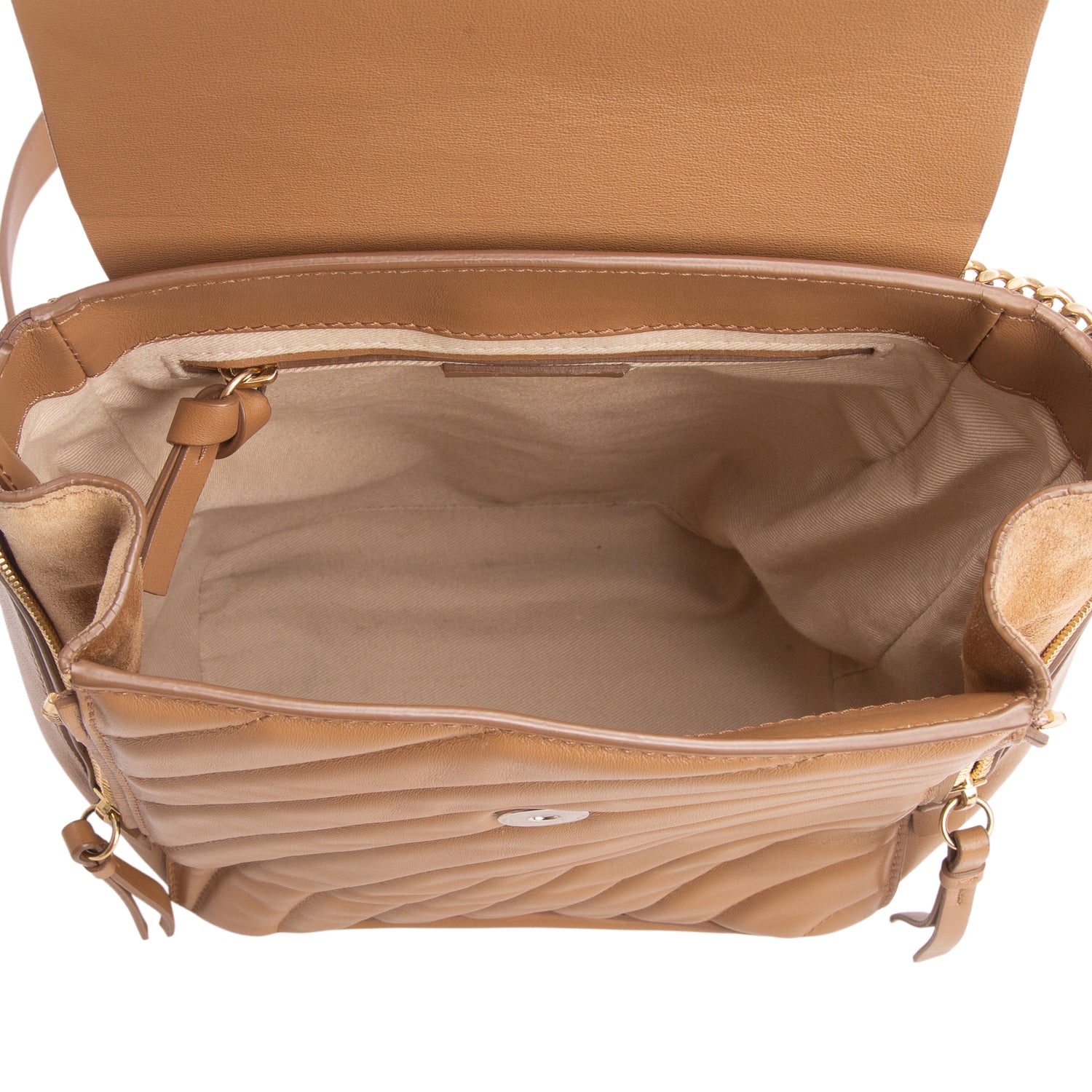 Chloe Brown Calfskin Quilted Mini Faye Backpack