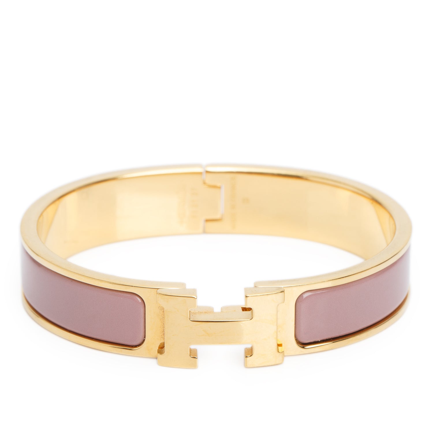 Hermes Gold-Plated Purple Enamel Clic H Bracelet
