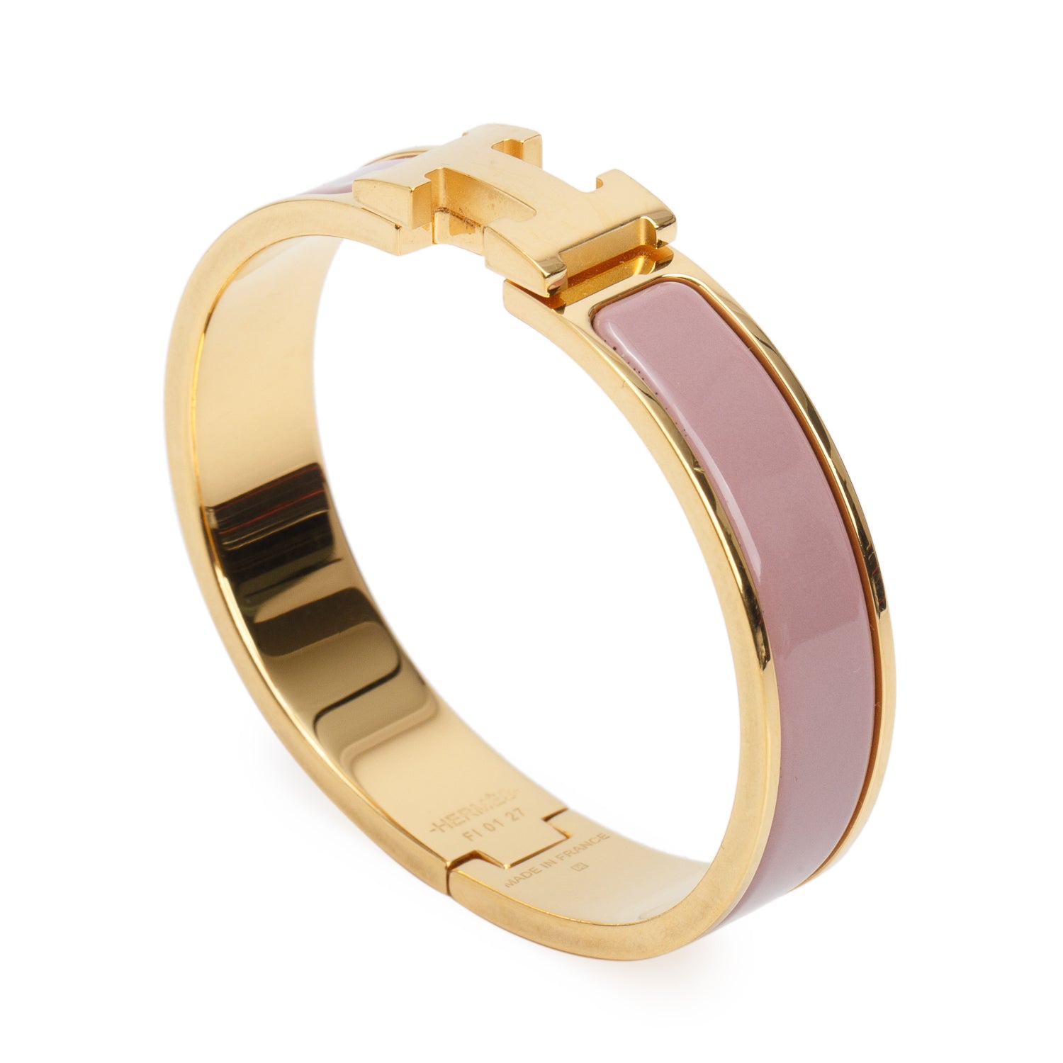 Hermes Gold-Plated Purple Enamel Clic H Bracelet