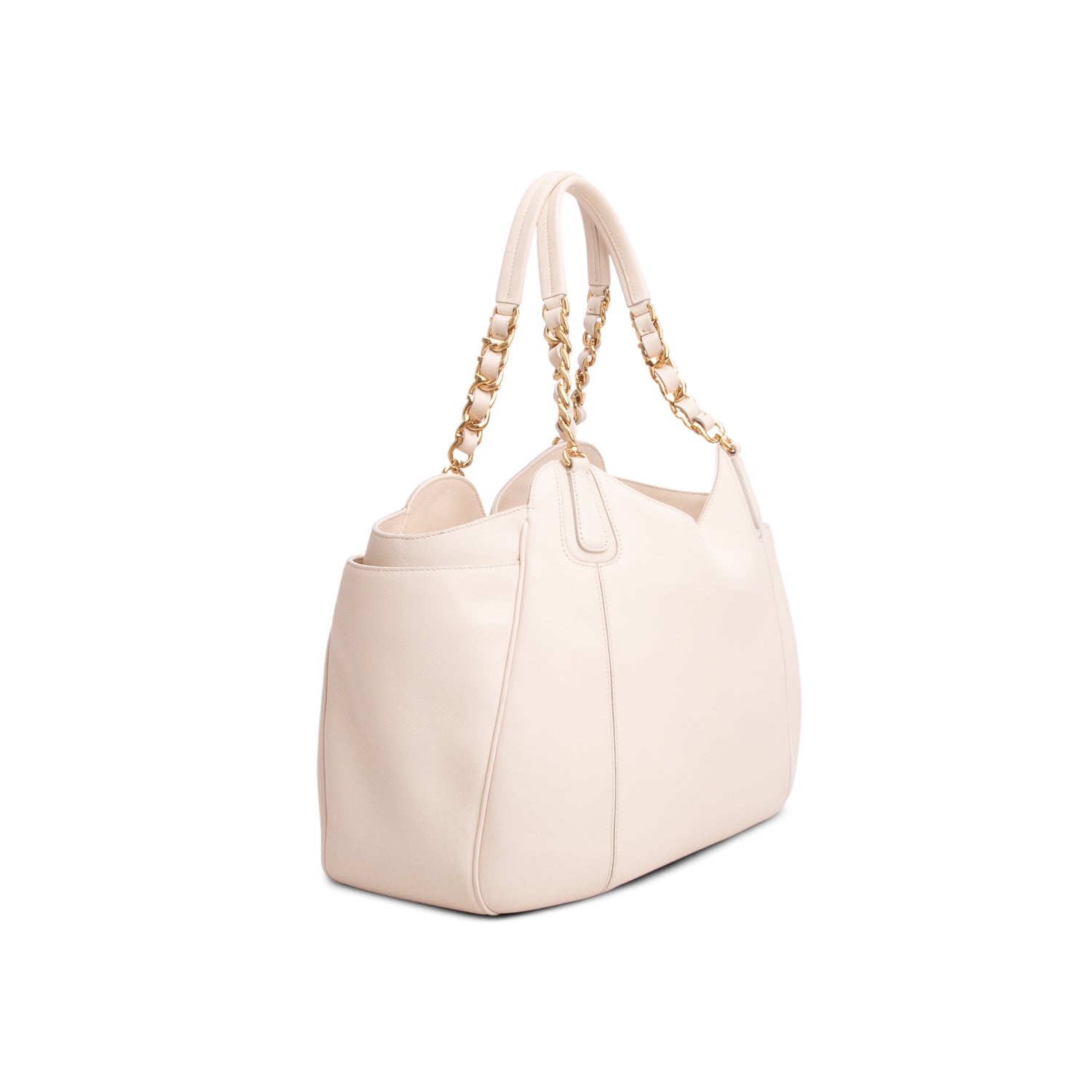 Ferragamo Cream Calfskin Melinda Chain Tote