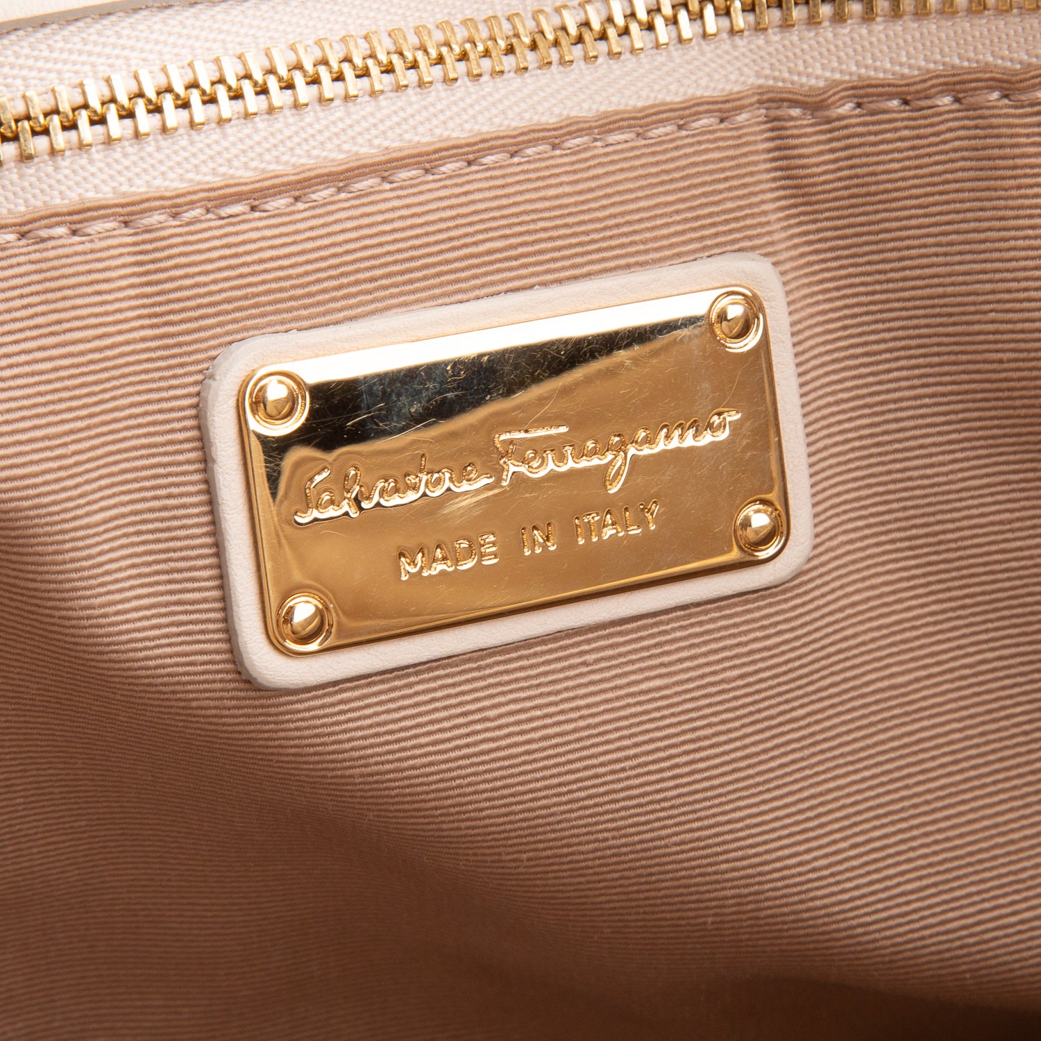 Ferragamo Cream Calfskin Melinda Chain Tote