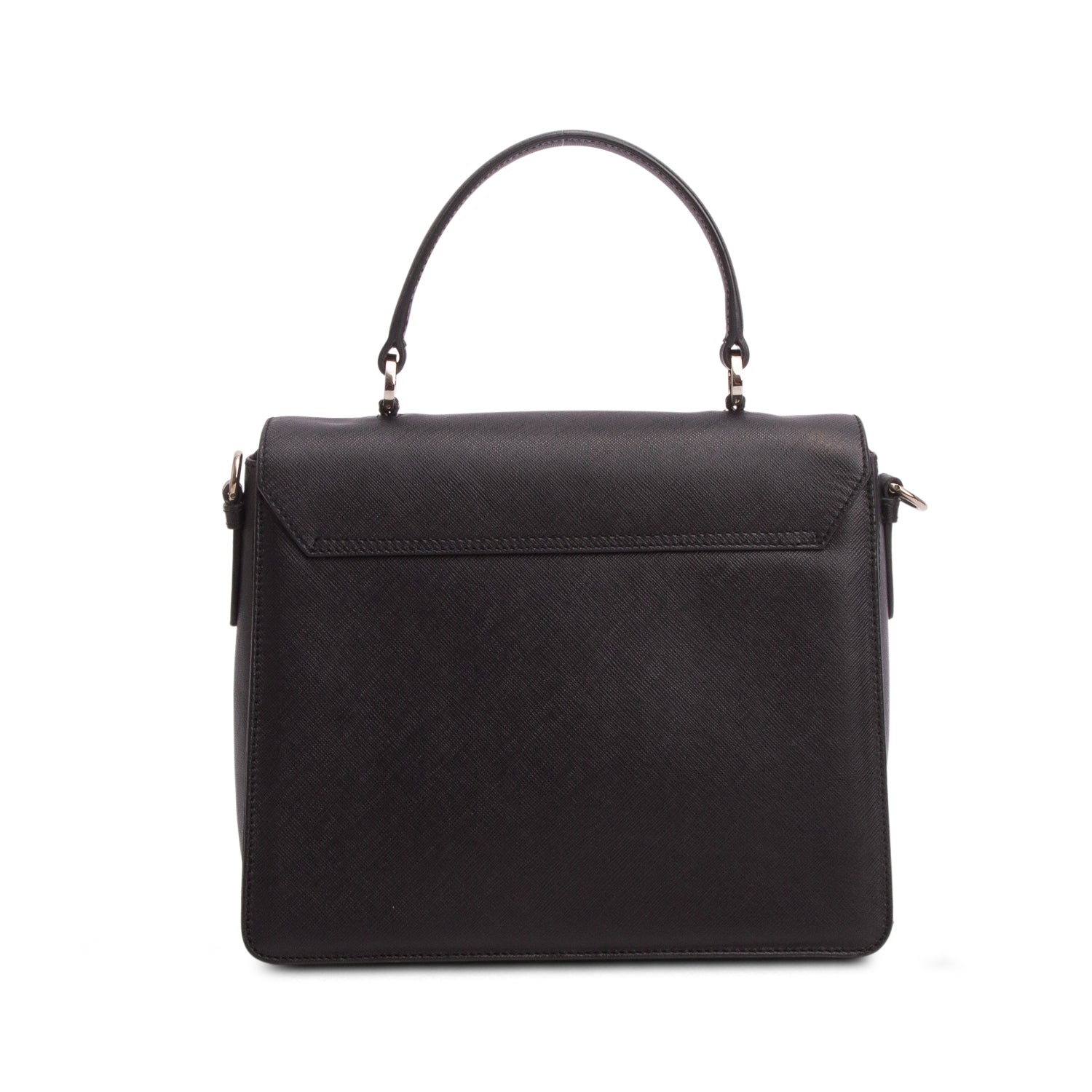 Ferragamo Black Saffiano Leather Gancini Top Handle w/ Strap