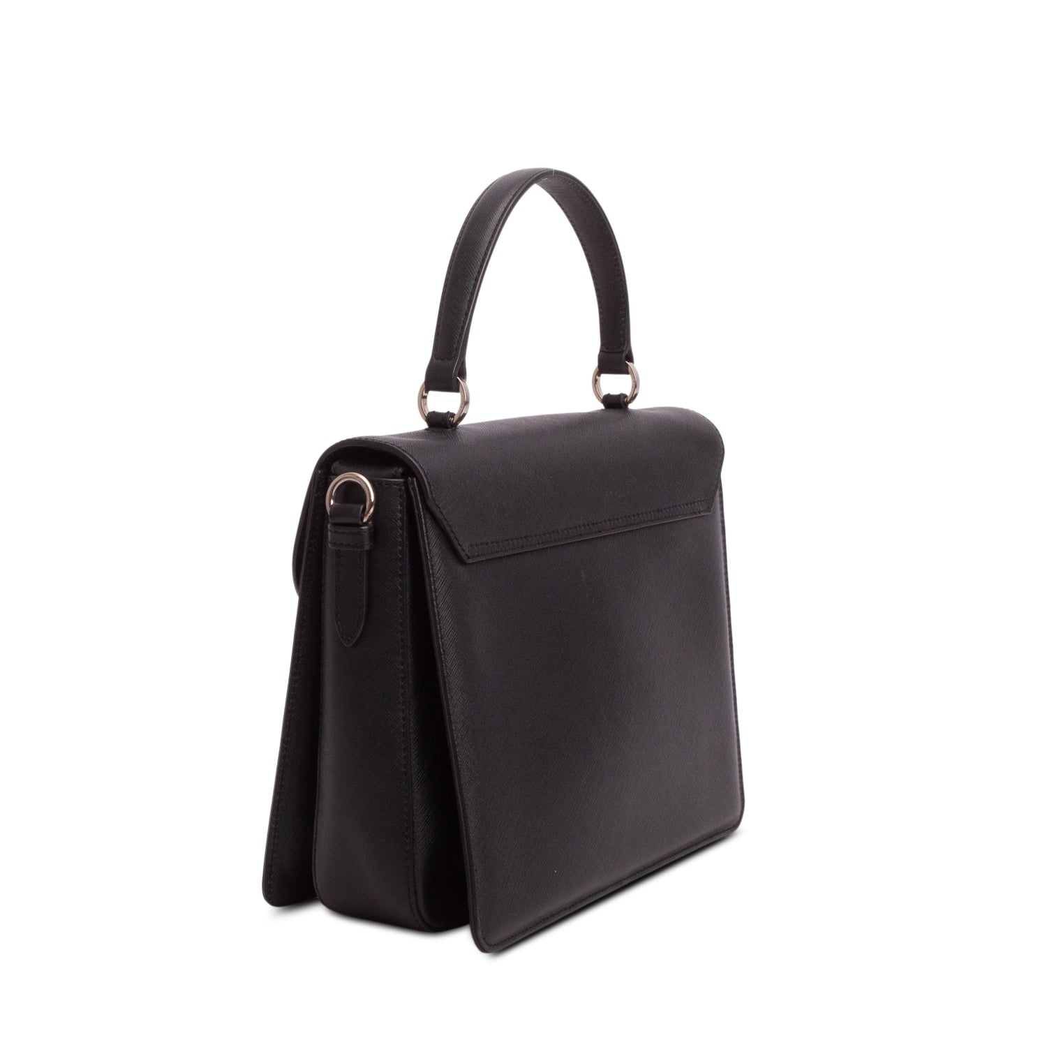 Ferragamo Black Saffiano Leather Gancini Top Handle w/ Strap