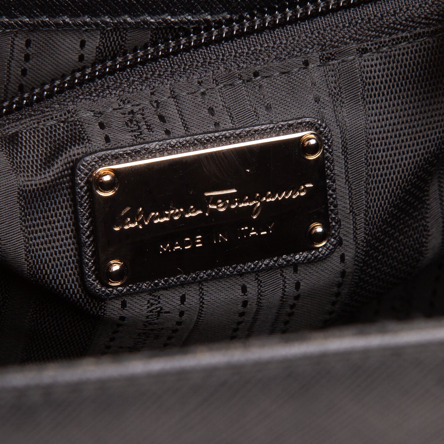 Ferragamo Black Saffiano Leather Gancini Top Handle w/ Strap