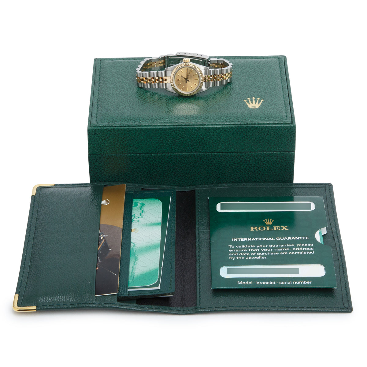 Rolex Stainless Steel & 18k Yellow Gold Oyster Perpetual 26 MM Watch Gold Dial 67193 w/ Box & Papers