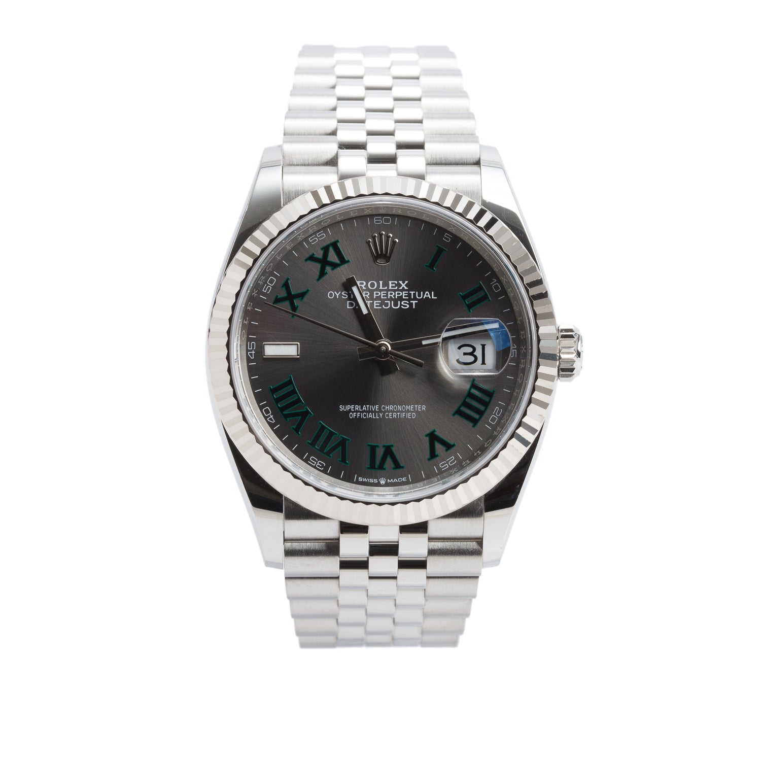 Rolex 2024 Stainless Steel Datejust 36 MM Automatic Watch Wimbledon Dial 126234 w/ Box & Papers