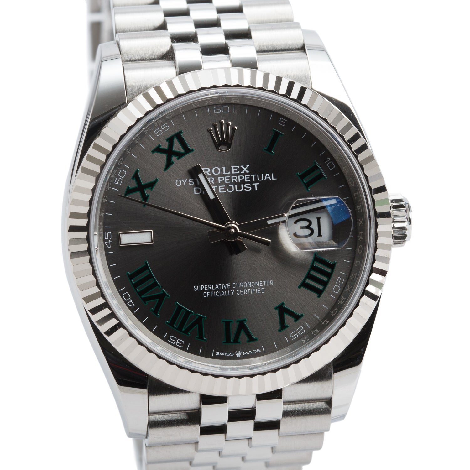 Rolex 2024 Stainless Steel Datejust 36 MM Automatic Watch Wimbledon Dial 126234 w/ Box & Papers