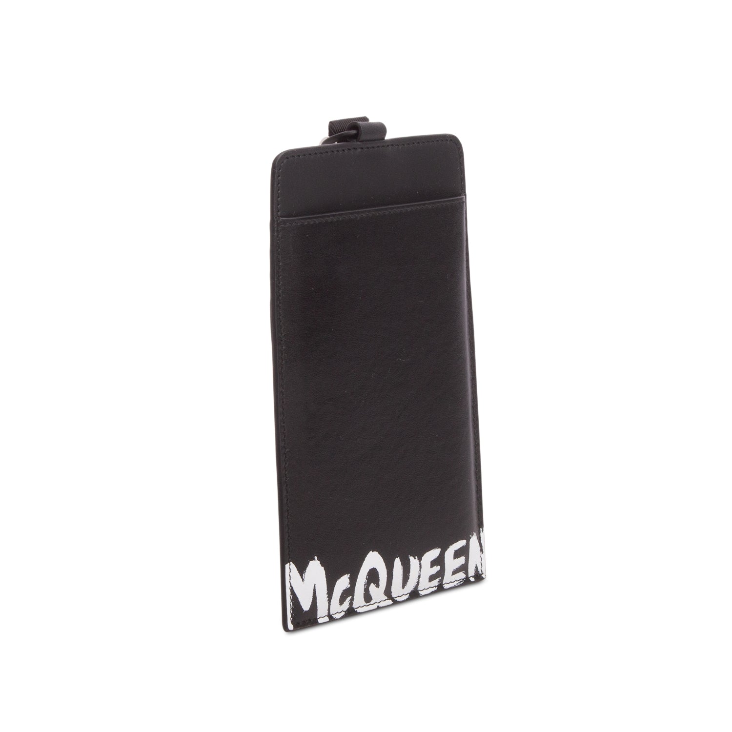 Alexander McQueen Black Calfskin Graffiti Lanyard Phone Holder w/ Box