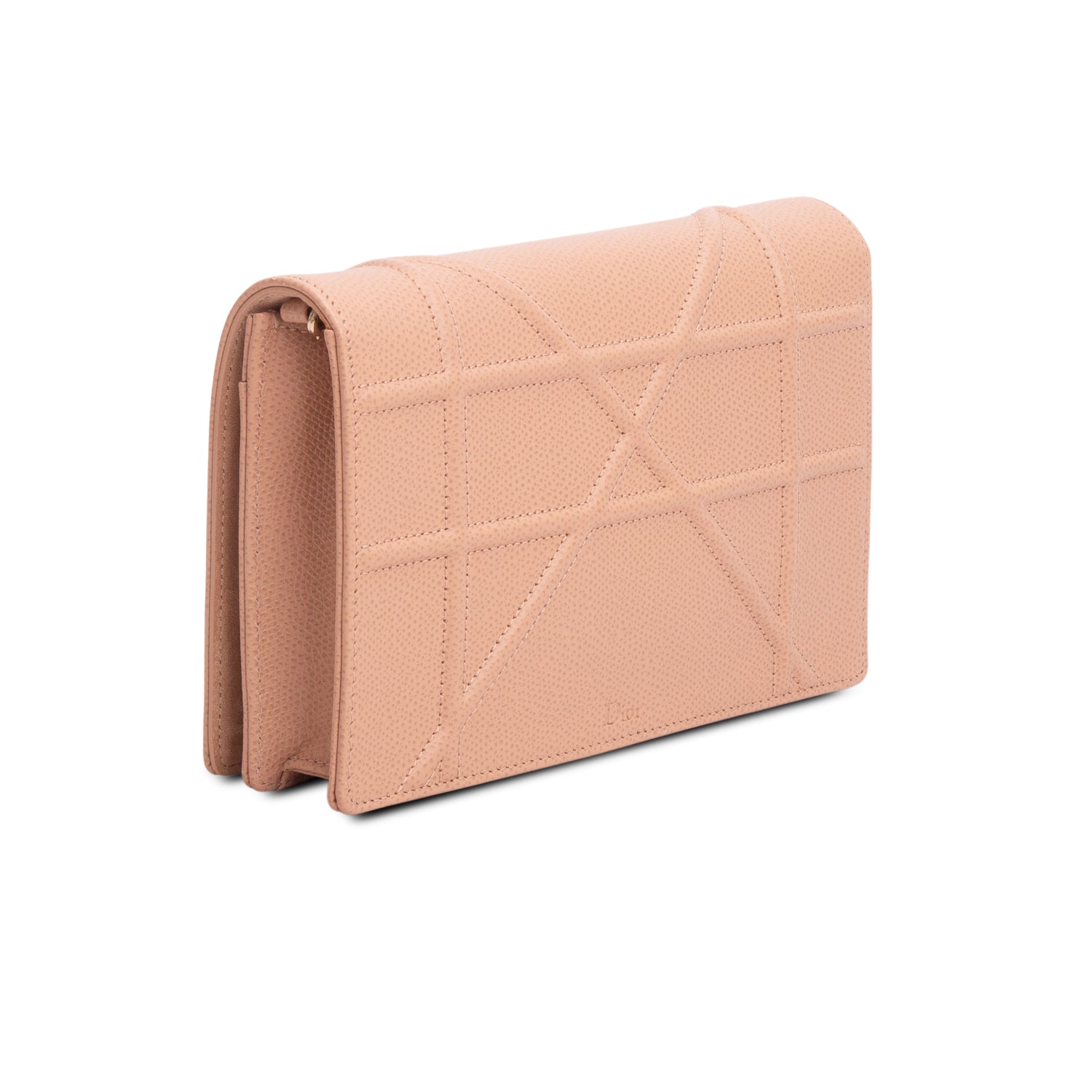 Christian Dior Pink Grained Calfskin Diorama Wallet on Chain w/ Box