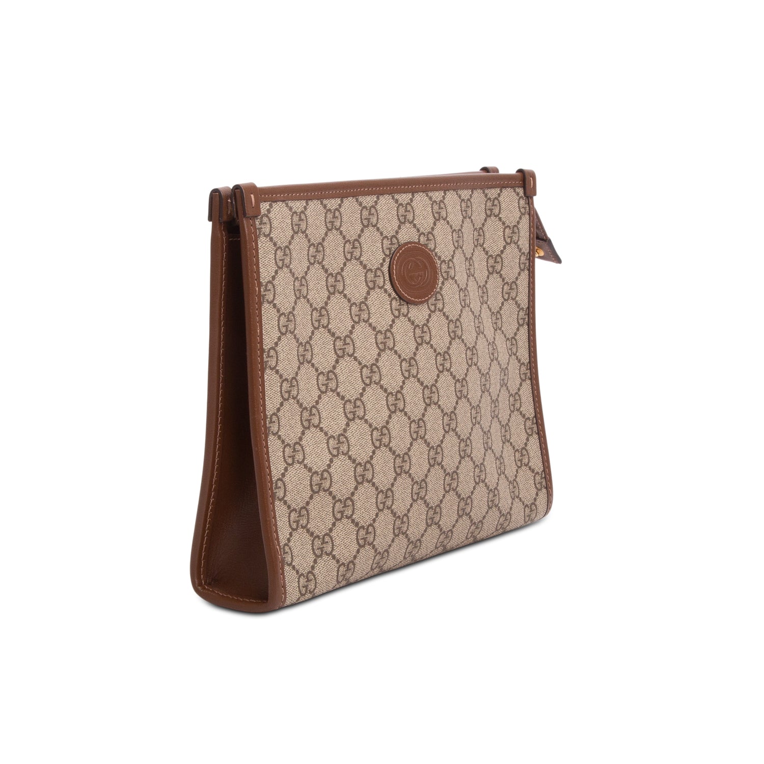 Gucci GG Supreme Monogram Textured Dollar Calfskin Retro Interlocking G Pouch