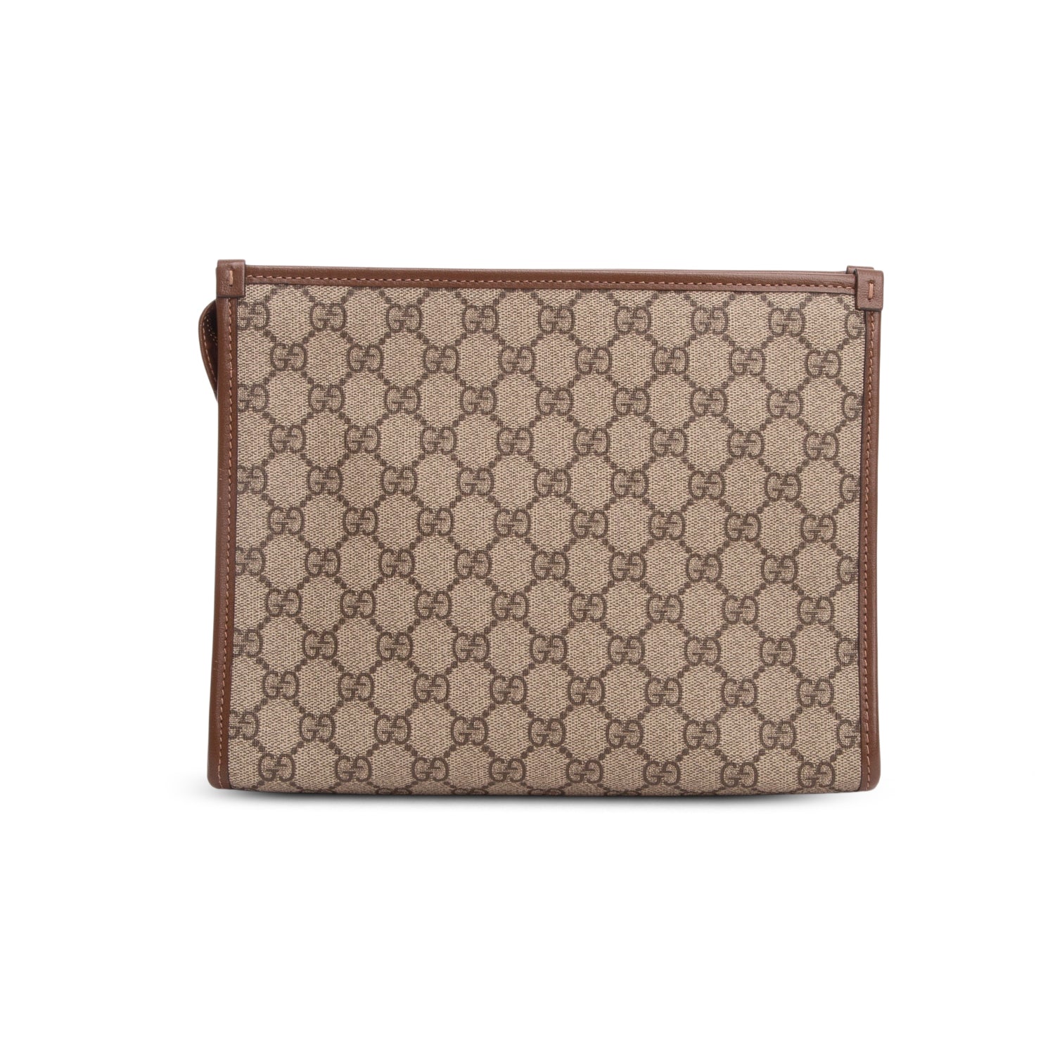 Gucci GG Supreme Monogram Textured Dollar Calfskin Retro Interlocking G Pouch