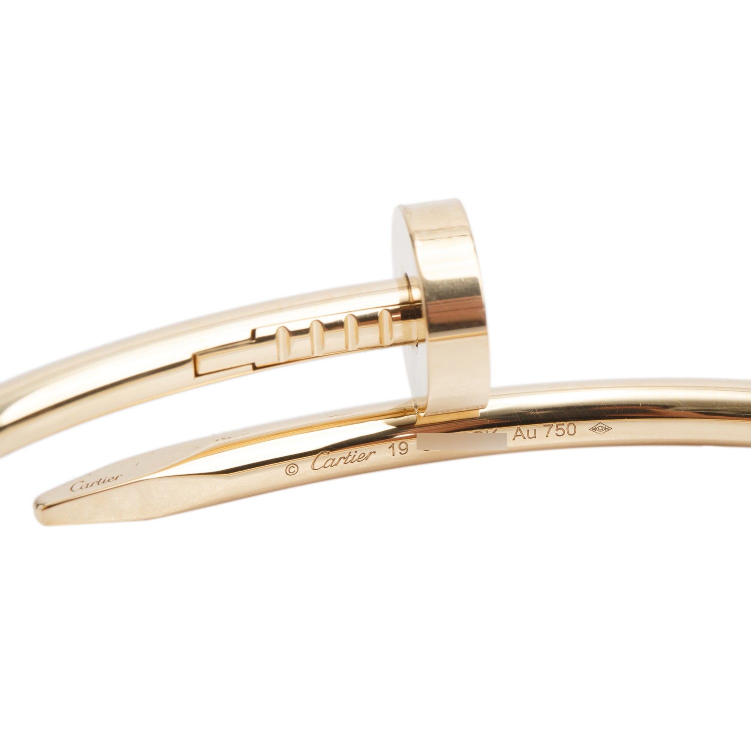 Cartier 18k Yellow Gold Juste Un Clou Bracelet, Classic Model Size 19 w/ Box, Receipt & Certificate