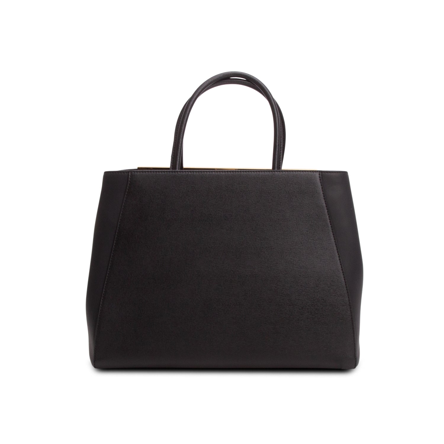 Fendi Black Vitello Elite Leather Medium 2Jours Tote w/ Strap