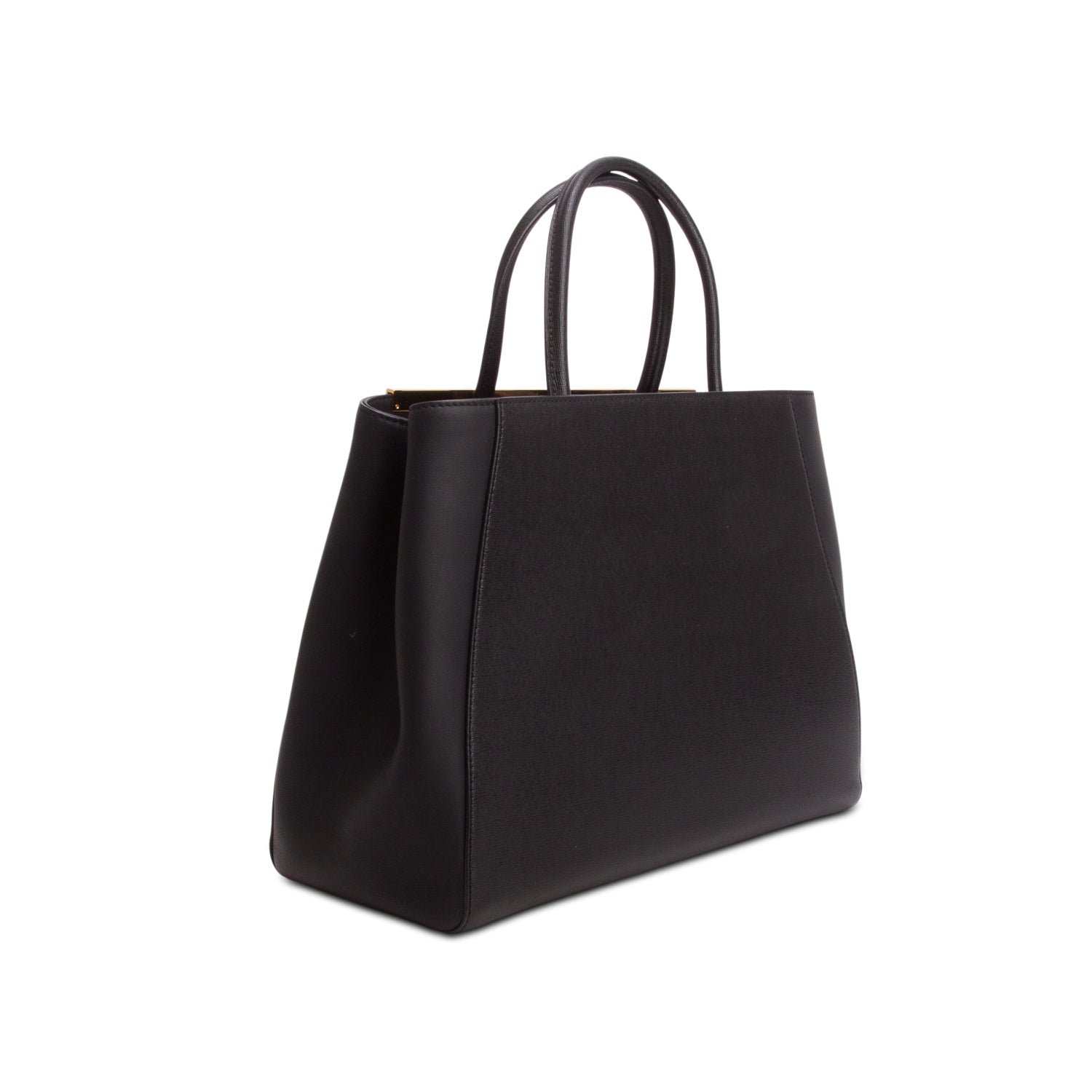 Fendi Black Vitello Elite Leather Medium 2Jours Tote w/ Strap