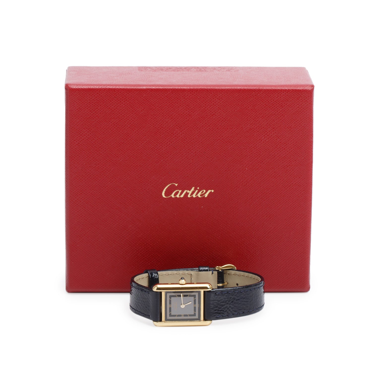 Cartier Vintage 18k Gold Vermeil Sterling Silver Argent Must de Cartier Tank Quartz Watch w/ Box & Service Papers
