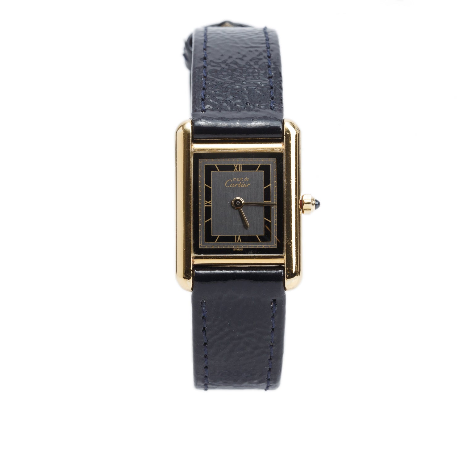 Cartier Vintage 18k Gold Vermeil Sterling Silver Argent Must de Cartier Tank Quartz Watch w/ Box & Service Papers