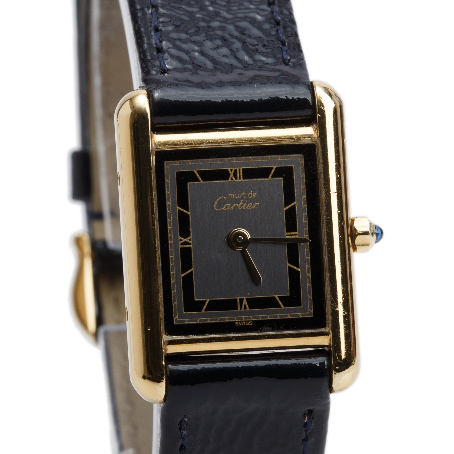 Cartier Vintage 18k Gold Vermeil Sterling Silver Argent Must de Cartier Tank Quartz Watch w/ Box & Service Papers