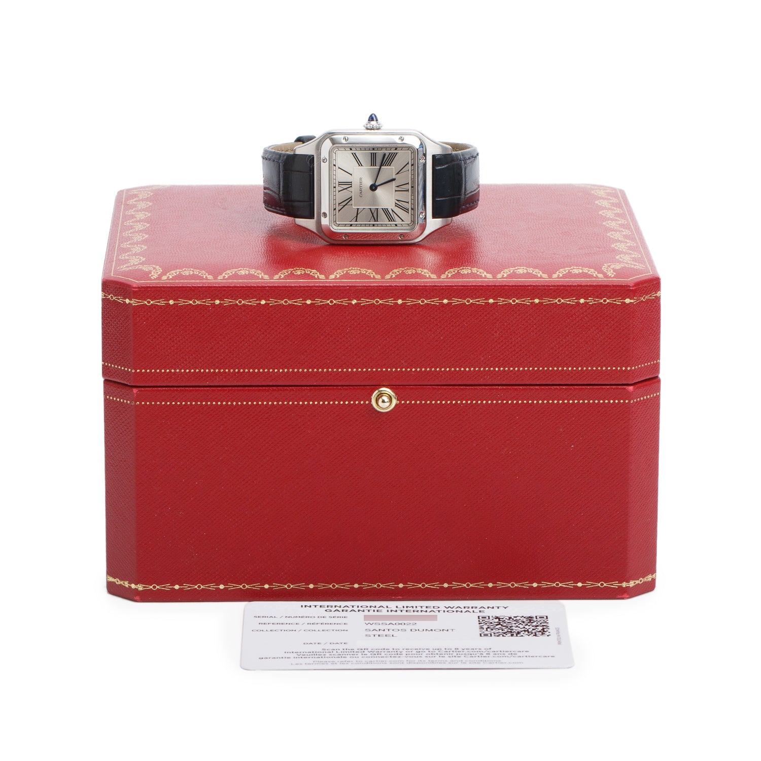 Cartier Stainless Steel Santos Dumont Watch, Silver Dial Large Model 4240 w/ Box & Papers