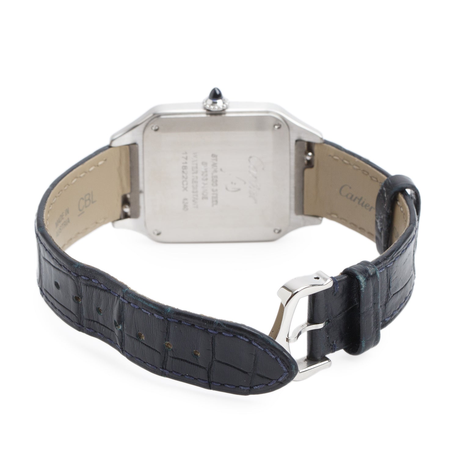 Cartier Stainless Steel Santos Dumont Watch, Silver Dial Large Model 4240 w/ Box & Papers