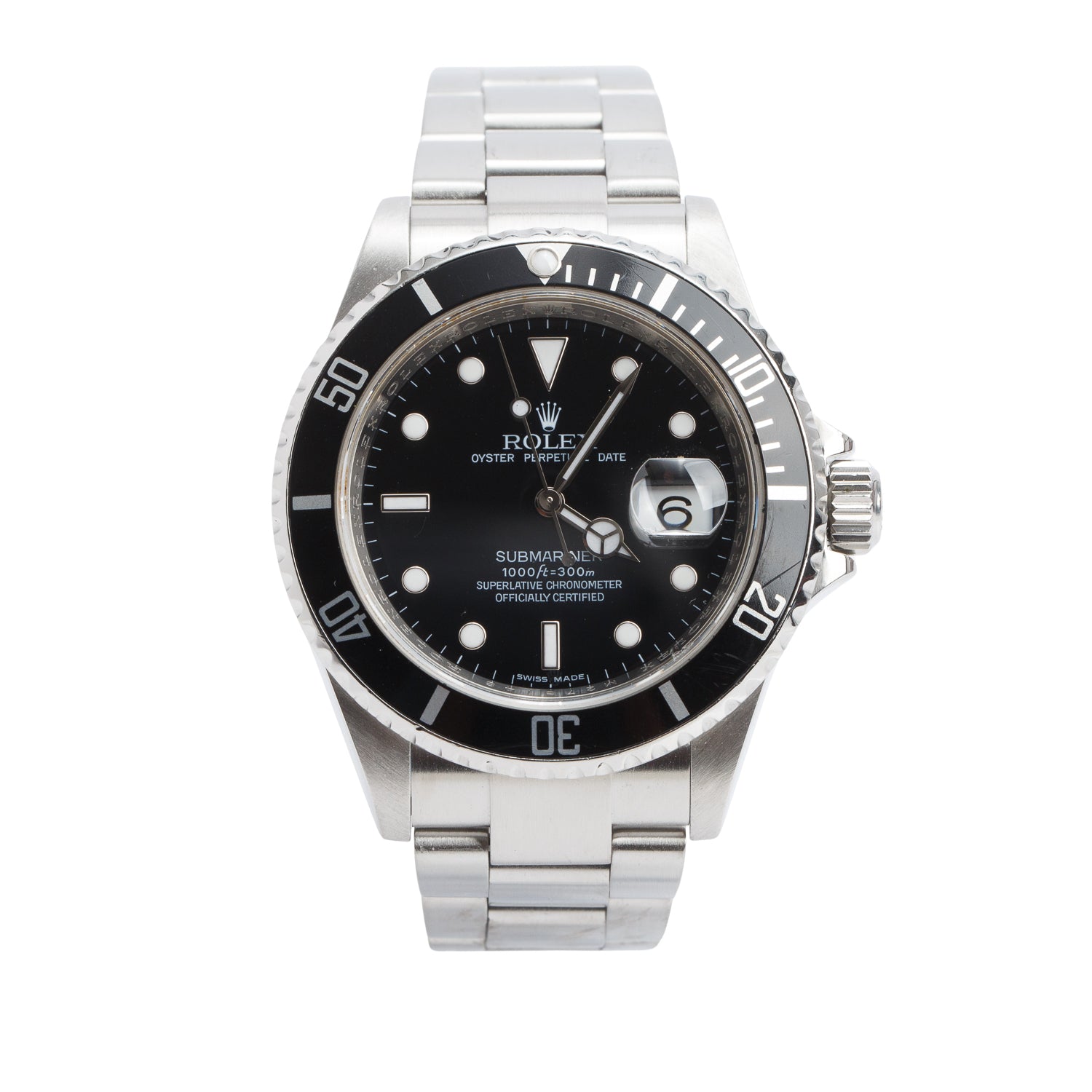 Rolex Stainless Steel Submariner Date 40 MM Watch Black Dial 16610 w/ Box & Papers