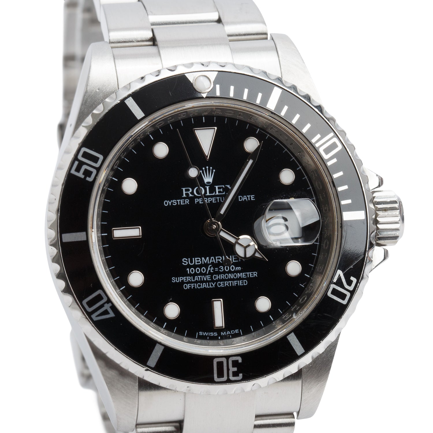 Rolex Stainless Steel Submariner Date 40 MM Watch Black Dial 16610 w/ Box & Papers