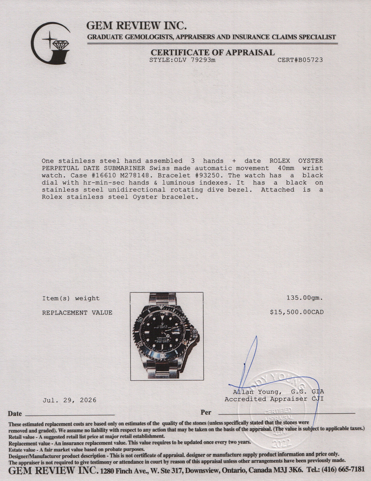 Rolex Stainless Steel Submariner Date 40 MM Watch Black Dial 16610 w/ Box & Papers