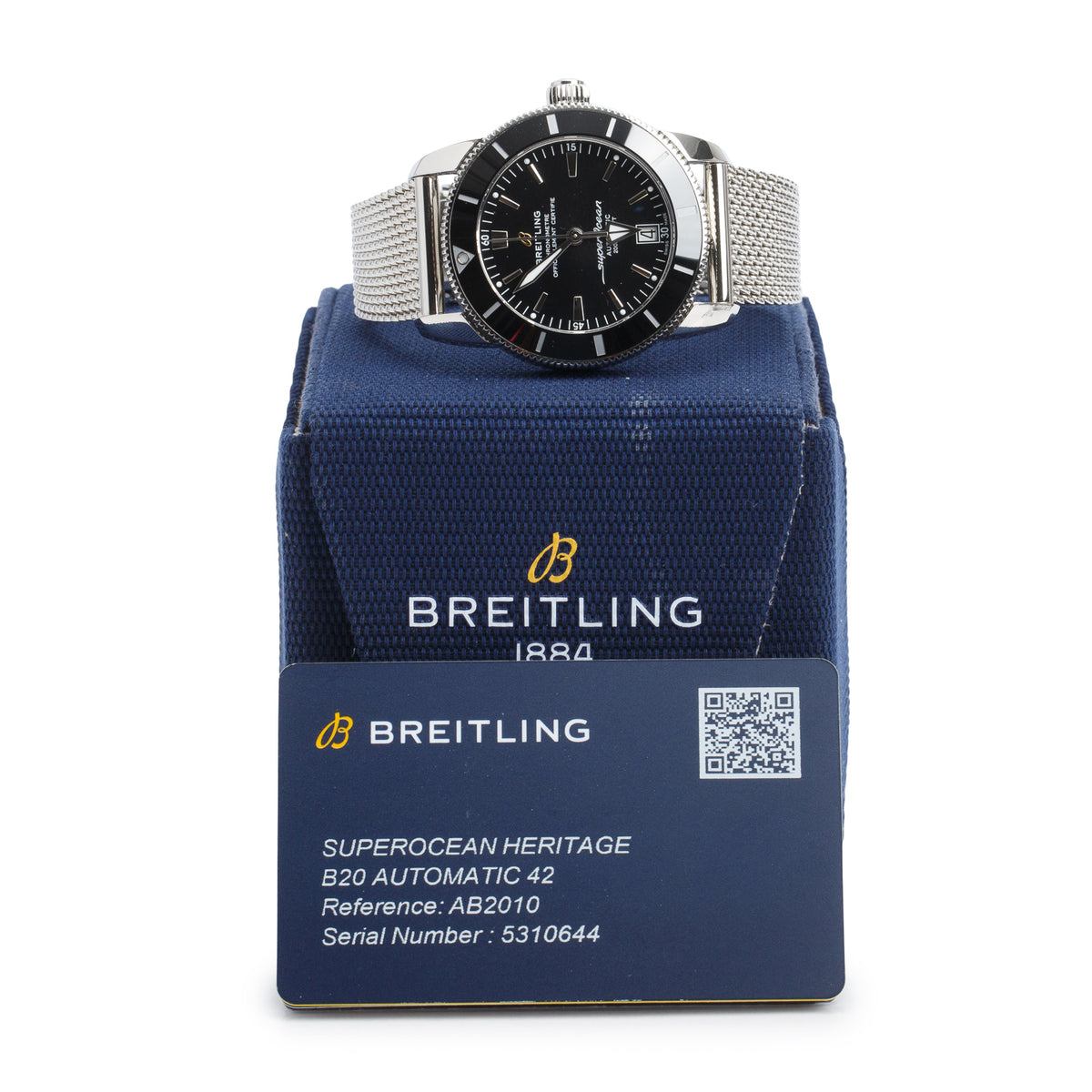 Breitling Stainless Steel Superocean Heritage II 42 MM Automatic Watch Black Dial AB2010 w/ Box & Papers