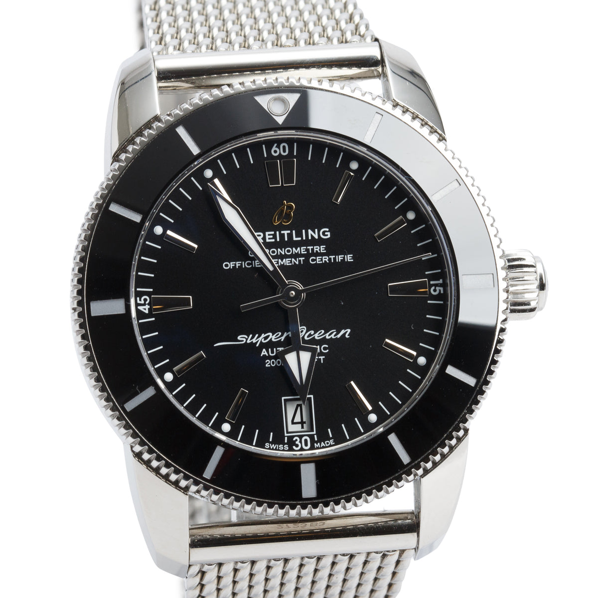 Breitling Stainless Steel Superocean Heritage II 42 MM Automatic Watch Black Dial AB2010 w/ Box & Papers