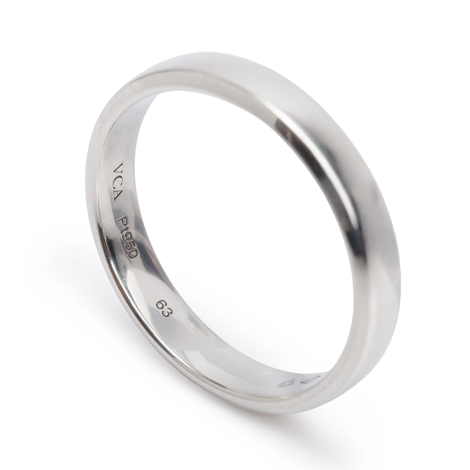 Van Cleef & Arpels Platinum Toujours 4MM Wedding Band Ring, Size 63 10.25