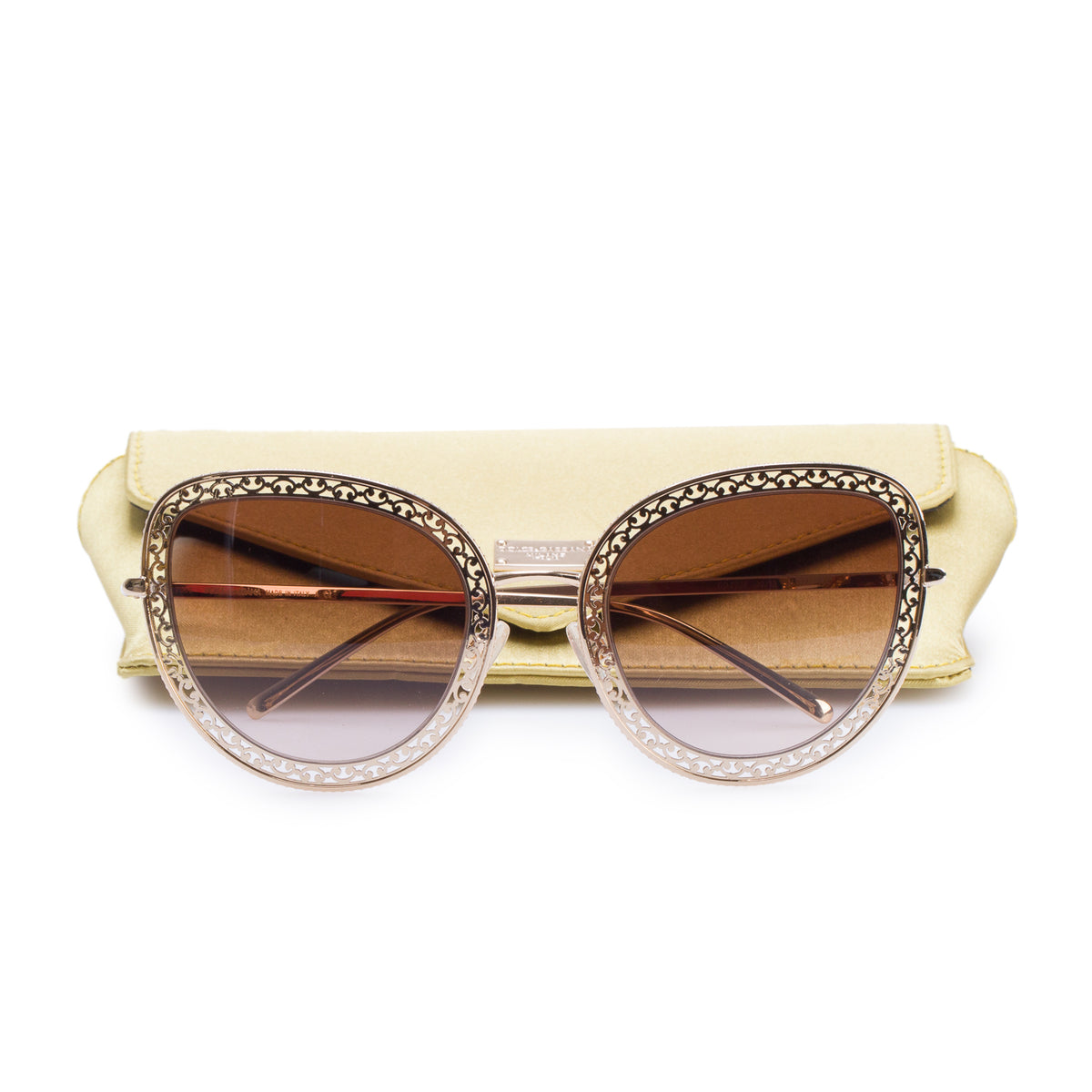 Dolce & Gabbana DG2226 Gold-Tone Cat Eye Sunglasses w/ Case