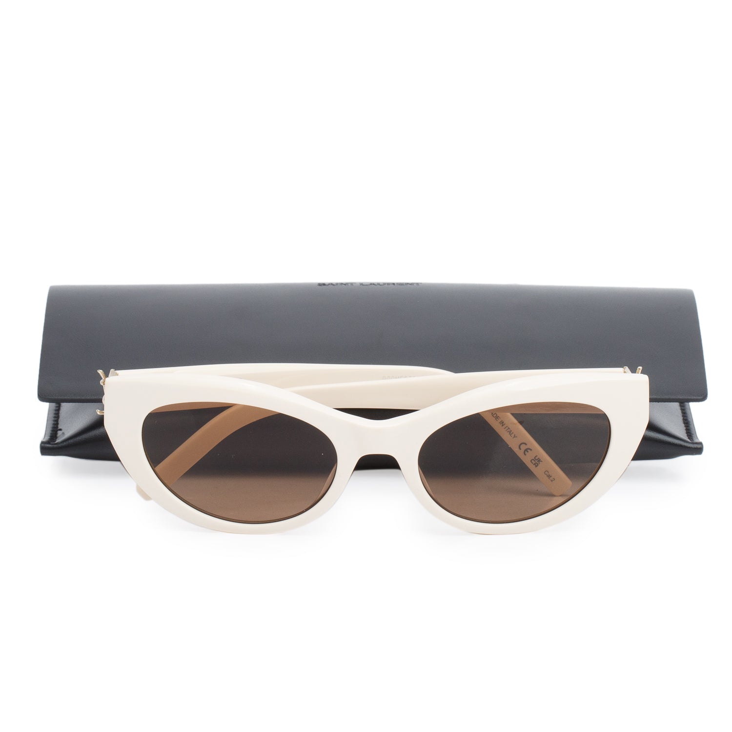 Saint Laurent SL M115 Cream Acetate Cat Eye Sunglasses w/ Case
