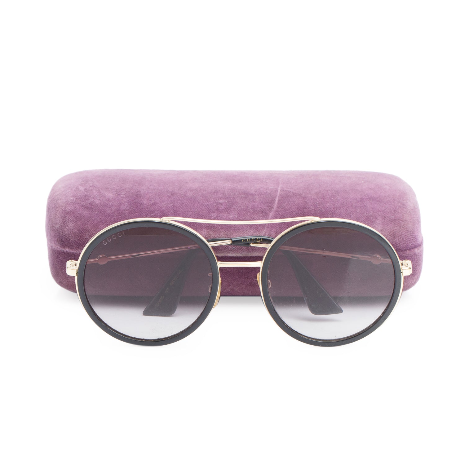 Gucci GG0061S Black Acetate Bee Oval Sunglasses w/ Case