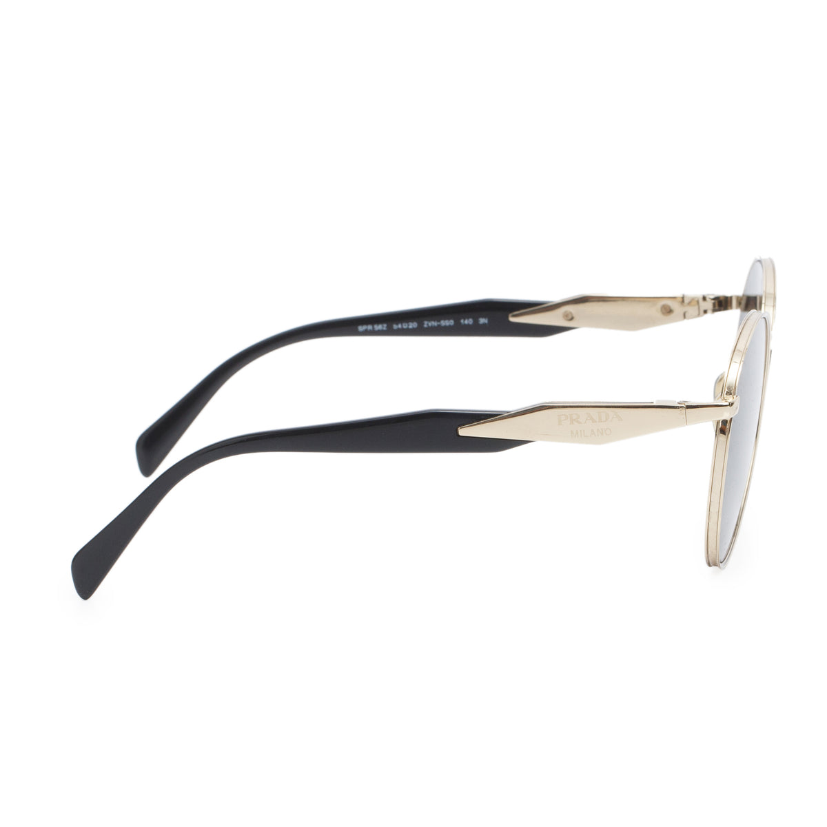 Prada SPR 56Z Gold-Tone Round Sunglasses w/ Case