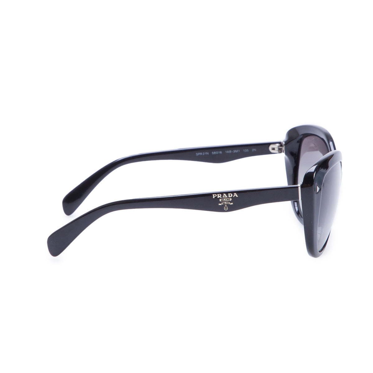 Prada SPR 21N Black Acetate Cat Eye Sunglasses w/ Case