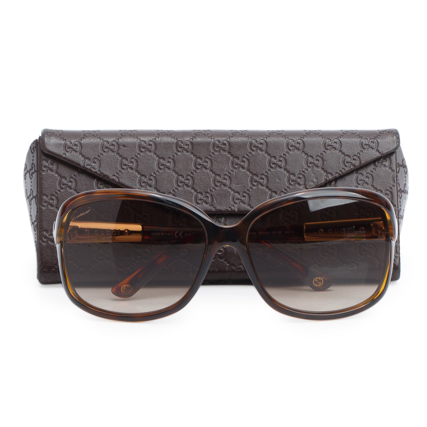 Gucci GG3671/S Havana Oversized Bamboo Sunglasses w/ Case