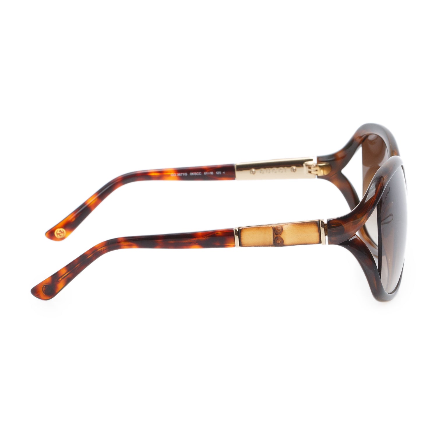Gucci GG3671/S Havana Oversized Bamboo Sunglasses w/ Case