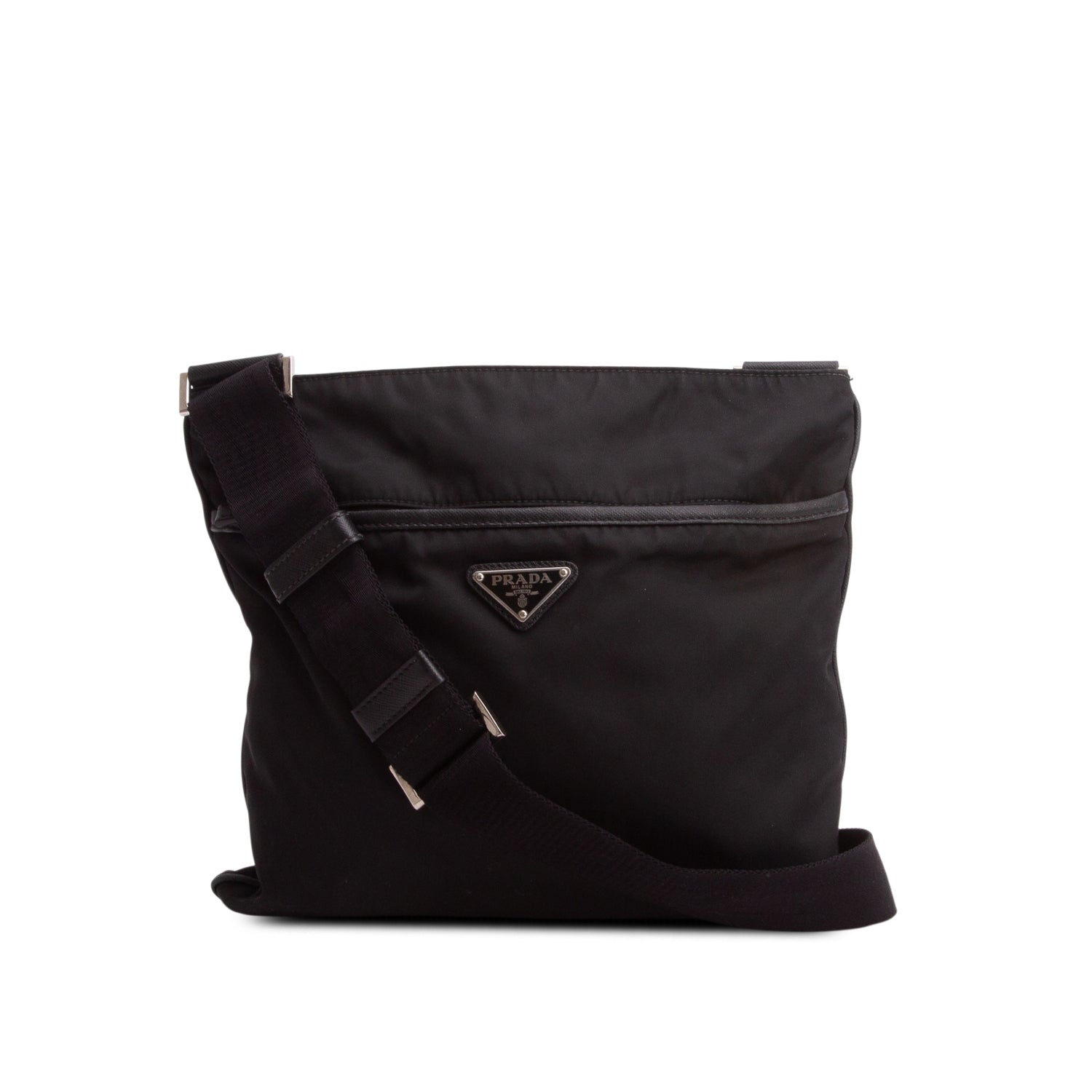 Prada Black Nylon Vela Flat Messenger