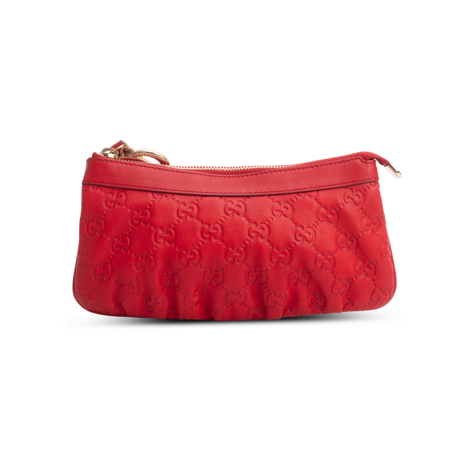 Gucci Red Calfskin Signature New Britt Wristlet