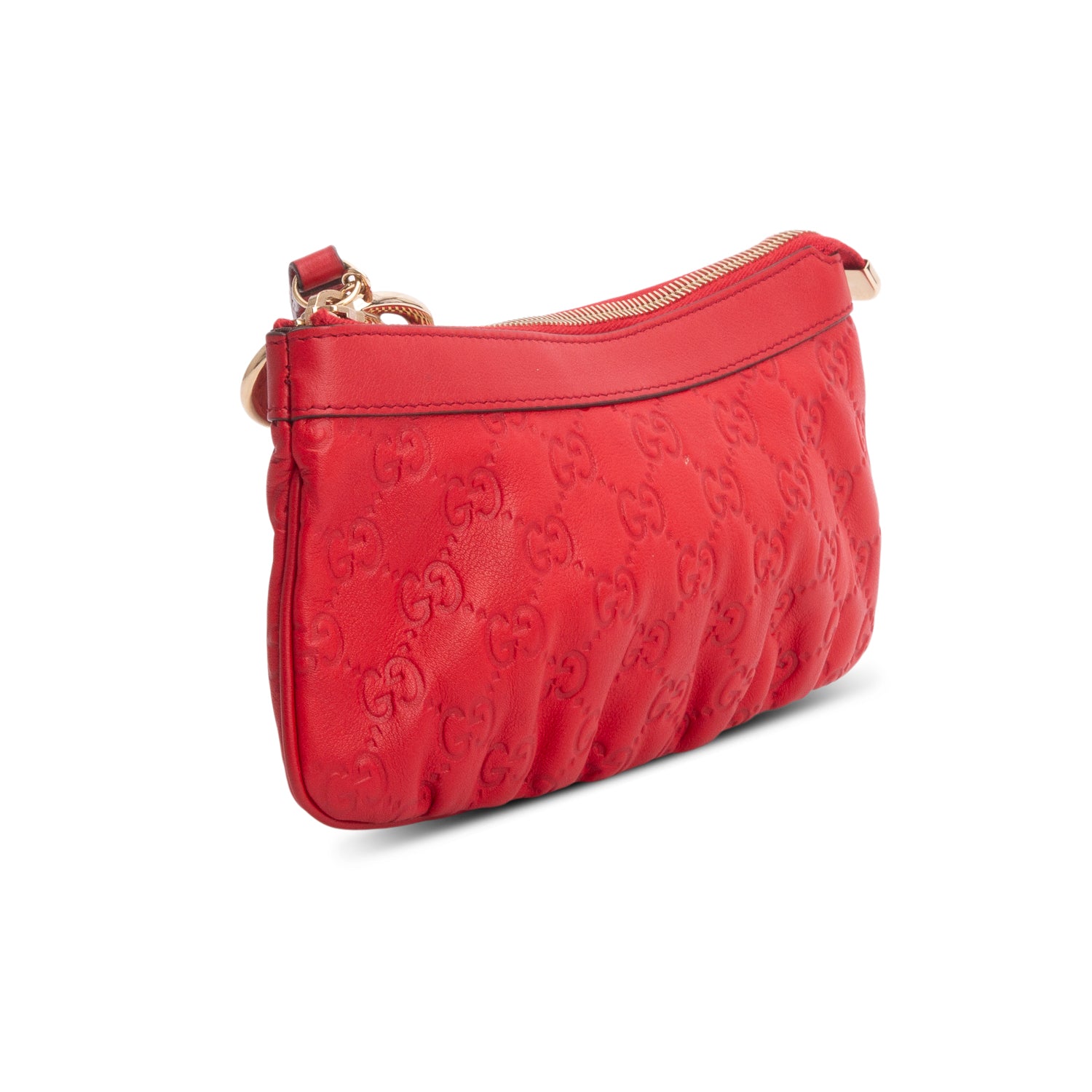 Gucci Red Calfskin Signature New Britt Wristlet