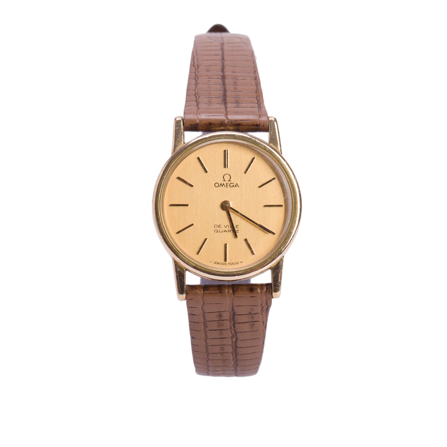 Omega Vintage Gold-Plated Stainless Steel De Ville 25 MM Quartz Watch Gold Dial